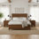 Ensemble de chambre à coucher 3 pièces en bois avec lit plateforme et tables de chevet 2 tiroirs Camak