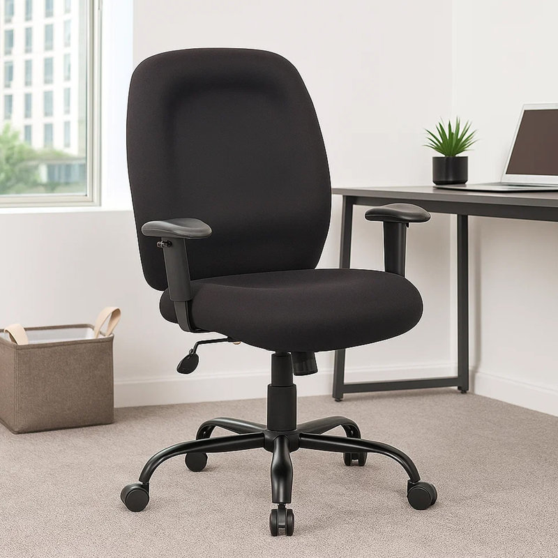 Piny Rolling Oversized Swivel Chair, Adjustable, Black, 400Lbs