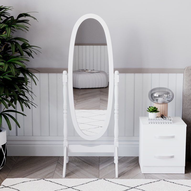 Beecroft Solid And Engineered Wood Oval Mirror, White