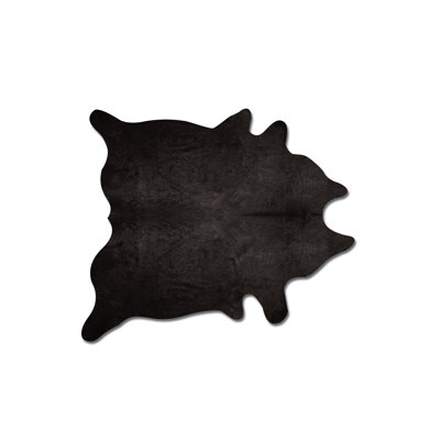 Tapis noir en cuir de vache fabriqué à la main à motif géométrique Plainsboro