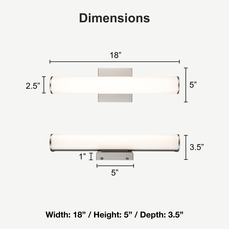 Lasheta LED Dimmable Vanity Light, 18" W, Brushed Nickel