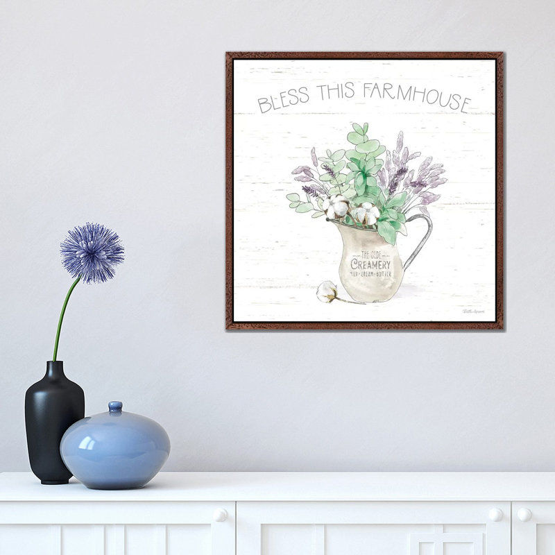 Farmhouse Cotton II Sage by Beth Grove - Print on Canvas, Classic Brown Wood Framed, 45.72cm H x 45.72cm W x 3.81cm D