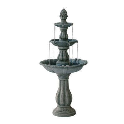 XBrand Classic Grey 51 in. Three‑Tier Outdoor Garden Water Fountain