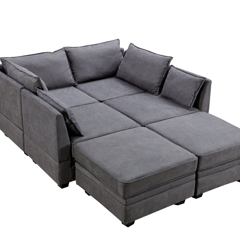 U_Style Modern Large U-Shape Modular Sectional Sofa,  Convertible Sofa Bed With Reversible Chaise For Living Room, Storage Seat