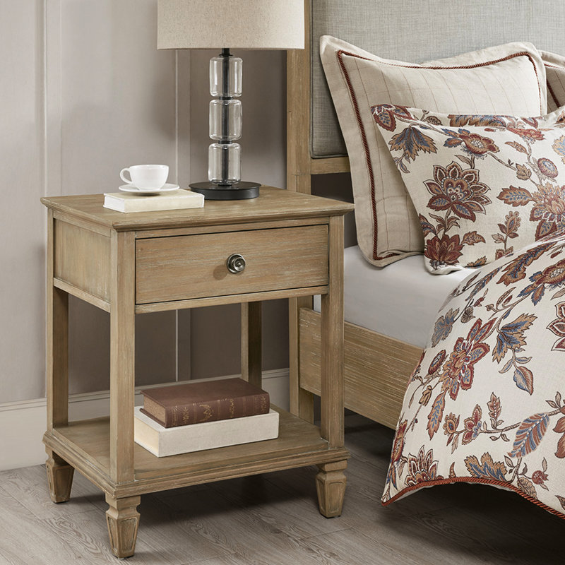 Table de chevet naturelle - aspect rustique, grand espace de rangement en bois pour table de chevet, savoir-faire artisanal