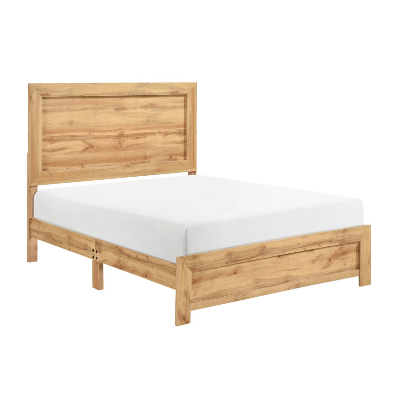 Lit à panneau au fini naturel pour chambre à coucher, dans une boîte, le stratifié protège la surface rustique pleine grandeur avec finition, aux rayures et aux taches