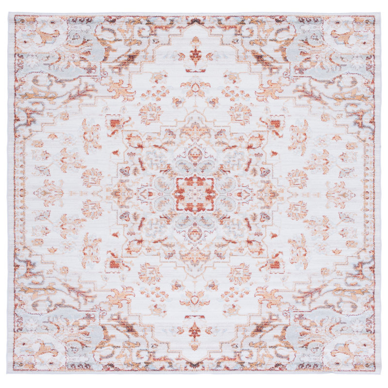 Sonia Oriental Beige/Grey Red Area Rug, Square 6'6"