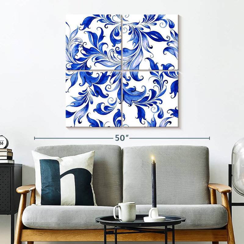 Motif floral abstrait Kerner, H 32 po x l 32 po