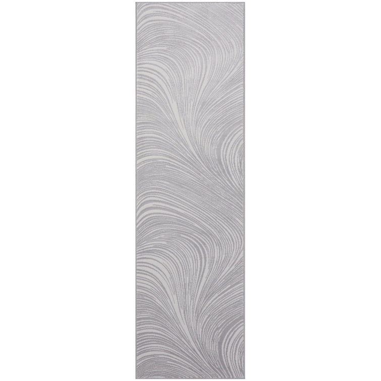 Central Park West Power Loom Polyester Abstract Area Rug in Gray