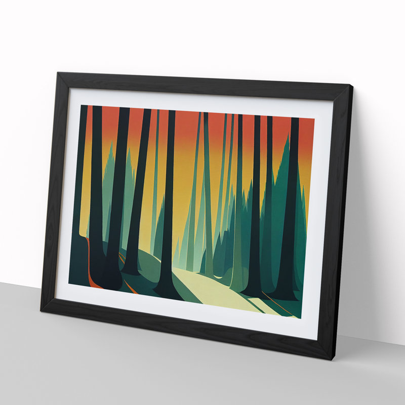 XH1022-8169X Spring Forest Art Deco Vol.7 - Single Picture Frame Print, Black, 46cm H x 64cm W x 2cm D