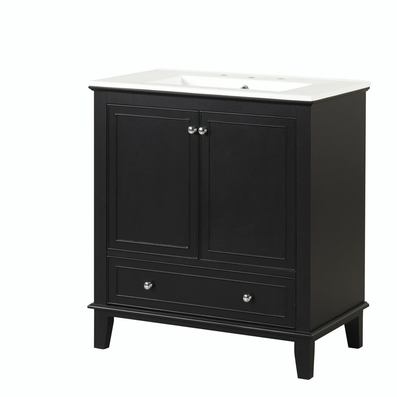 Meuble-lavabo simple 30 po avec plateau en céramique Aneas