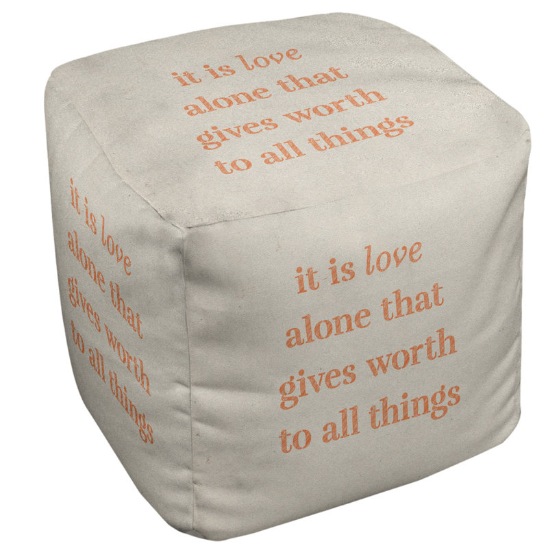 Upholstered Ottoman, White/Orange