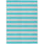Tapis extérieur lavable antidérapant à rayures turquoise 5 pi x 8 pi