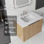 Meuble-lavabo flottant avec comptoir en marbre de culture et portes à fermeture en douceur-133668244