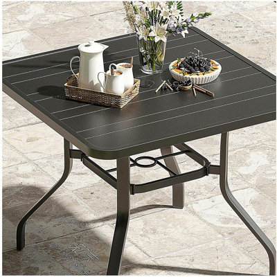 Patio Dining Table 35"x35", Square Outdoor Dining Table with 1.57" Umbrella Hole, Metal Outdoor Furniture for Patio, Graden, Backyard and Poolside, Weather-Resistant