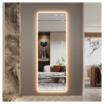 Miroir de 63 po à DEL pleine longueur avec éclairage intelligent à intensité variable, antibuée et incassable pour chambre à coucher