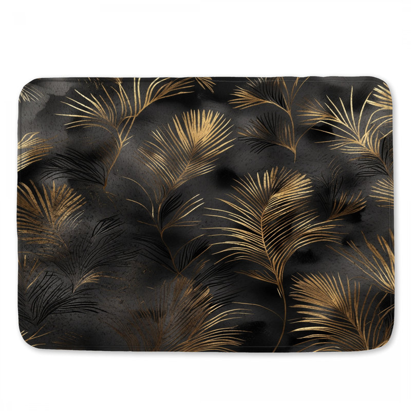Tapis de bain feuilles d'or, L 24 po x L 17 po