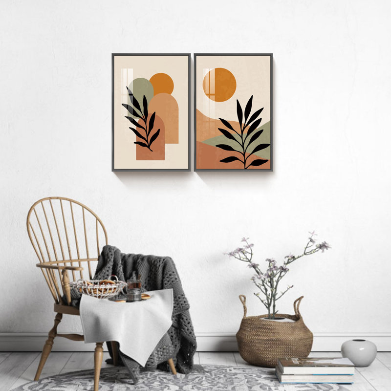 «Boho Artwork», reproduction d'art sur toile simple 2 pièces, Noir, H 24 po x l 32 po x P 1,34 po