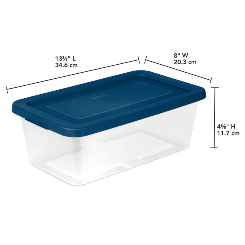 Sterilite 6 Qt Storage Boxes, Clear Plastic Containers with Lid, Set of 5