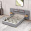 Lit plateforme tapissier avec tablettes de rangement, deux prises et ports de charge USB-106588544-106588546