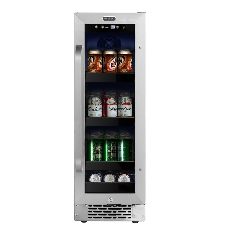 Whyter 12" width 75 Cans Stainless Steel Beverage Refrigerator with Digital Control