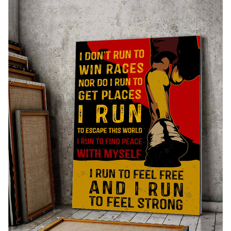 «I Run To Feel Free», toile tendue avec châssis, H 20 po x l 16 po x P 2 po