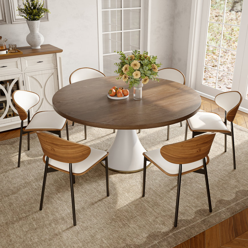 Ensemble de table de salle à manger Round Country, 7 pièces : table, 6 chaises, H 29,52 po x l 53 po x P 53 po