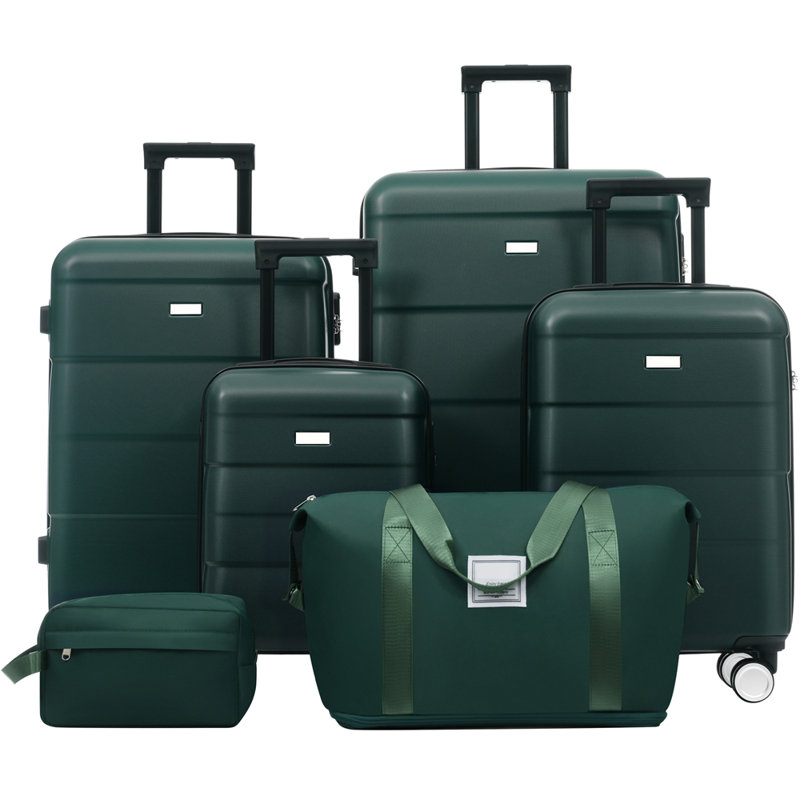 Ensembles de valises rigides 6 pièces avec 2 sacs, valise de transport avec poignée et roues pivotantes doubles verrouillables par mot de passe, bagages légers de 16 po + 20 po + 24 po + 28 po