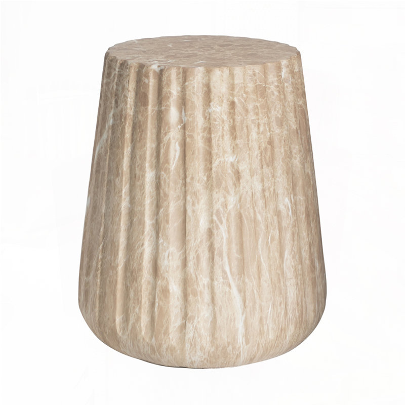 Table d'appoint de patio sculptée avec plateau rond, Doré