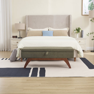 Repose-pieds de 46,8 po de largeur avec repose-pieds rectangulaire en similicuir avec banc de rangement