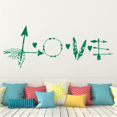 Décalcomanie murale flèche en plumes love