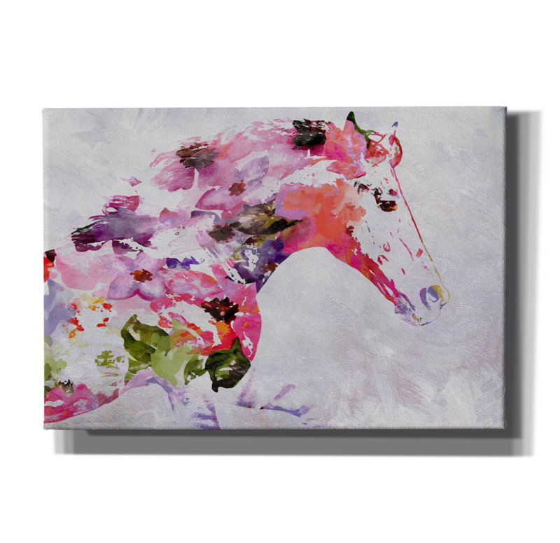 «Abstract Pink Horse» par Irena Orlov, art mural sur toile, H 18 po x l 26 po x P 0,75 po