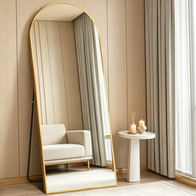 78-Inch Gold-Plated Arched Full-Length Mirror, Suitable For Both Floor And Hanging Use, A Luxurious Home Dressing Mirror.