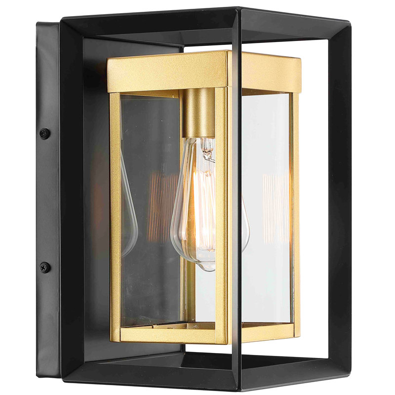 Deshwana Gold/Matte Black 30cm H Outdoor Wall Lantern
