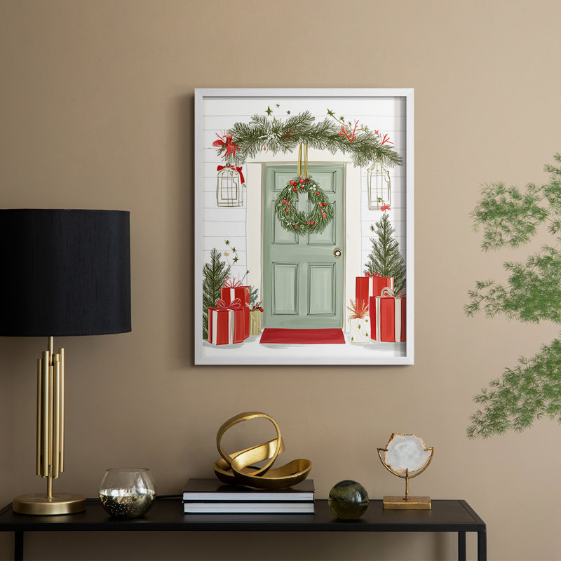 «Christmas Holiday Art CCLXII», reproduction d'art encadrée - bois massif, H 11 po x l 9 po, Blanc