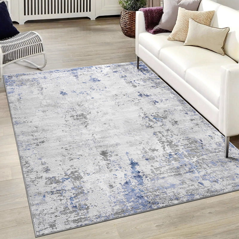Area Rug, Collection Silver / Abstract Rug, Rectangle 5'3" x 7'6"