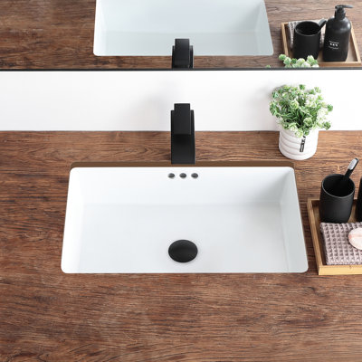 Undermount Bathroom Sink 21.8" X 14.0" Rectangular Undermount Sink Vitreous China with Overflow