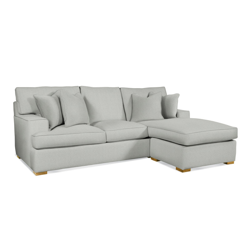 Sadie 97" Wide Reversible Sofa & Chaise with Ottoman, Honey Finish, Beige Sugar Performance; 0863-93
