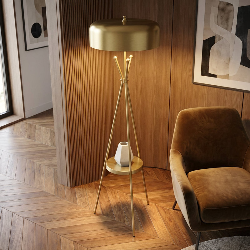 Lampe sur pied géométrique contemporaine Zephyr Gold