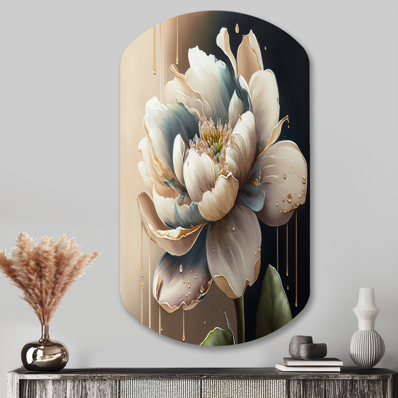 Gaskill - Art mural asymétrique en métal en forme de cylindre floral, H 43 po x l 23 po