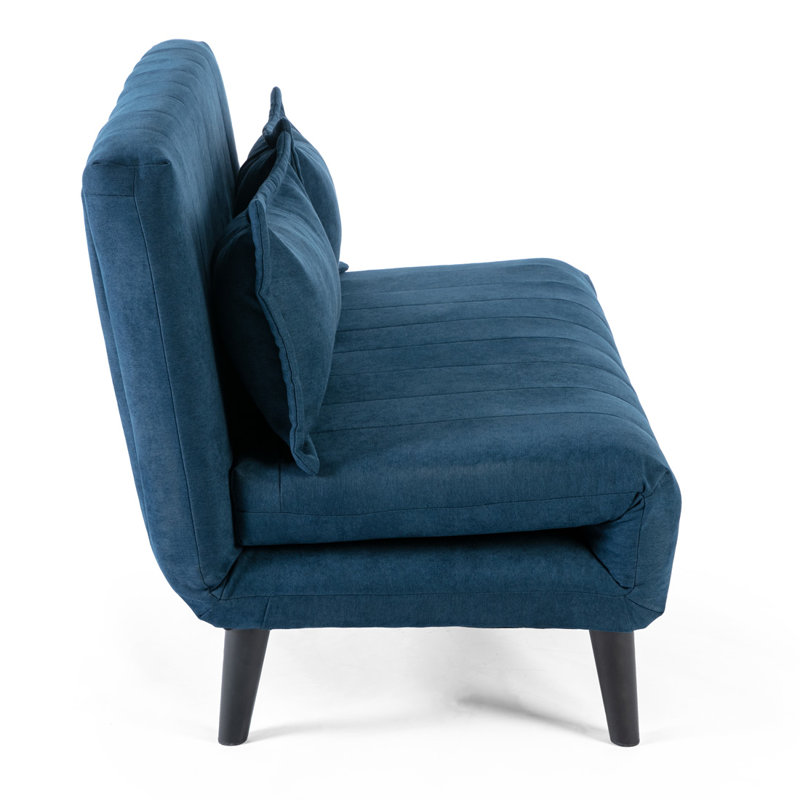 Nari 125.5Cm Linen Armless Sofa Bed, Blue
