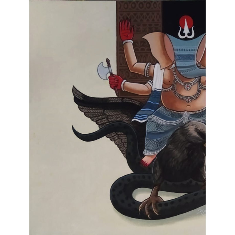 Chaturbhuja Ganesh | Acrylique sur toile | Par Kirtiraj Mhatre