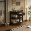 Console demi-lune cannelée TREXM avec tiroir et 2 tablettes pour entrée, salon et corridor (Espresso)-550167245
