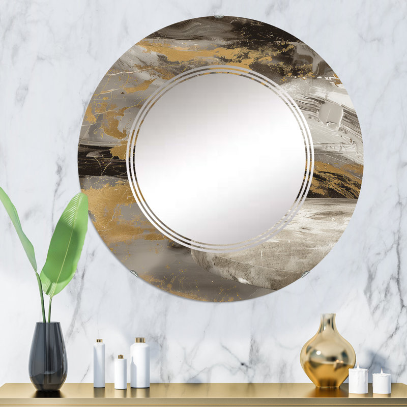 Pierre dorée peinte - miroir traditionnel, H 31,5 po x l 23,7 po