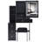 29.2" Small Size Left Bedside Cabinet Vanity Table + Cushioned Stool, 2 AC+2 USB Power Station, Hair dryer bracket, Extra Large Touch Control Sliding LED Mirror, Tri-color Switching, Brightness Adjust-233085434
