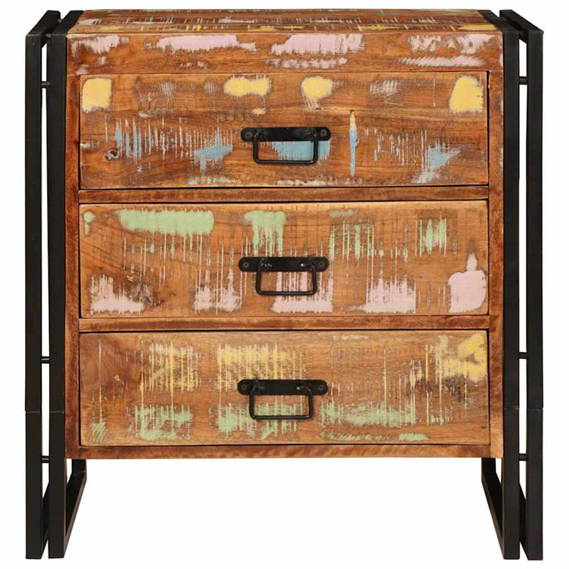 Solid Wood Accent Cabinet, Brown/Green/Pink