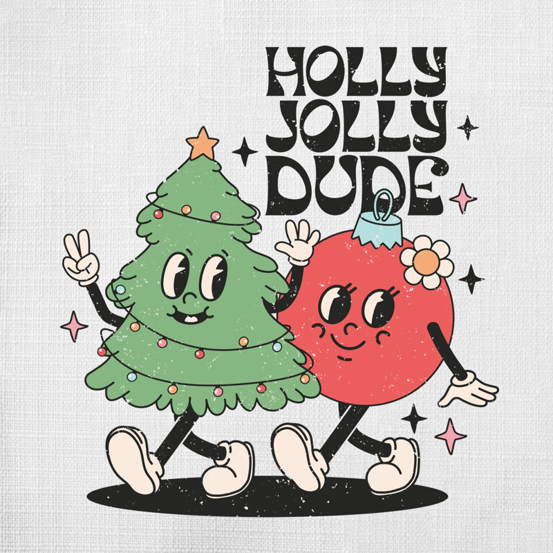 Christmas_Distressed_10 Reversible Throw Pillow, 14" x 14"