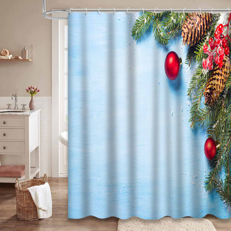 Rideau de douche de Noël avec 12 crochets, L 72 po x l 72 po