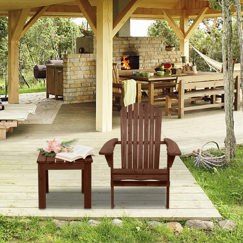 Noyes Fir Foldable Outdoor Adirondack Chair, Carbonized