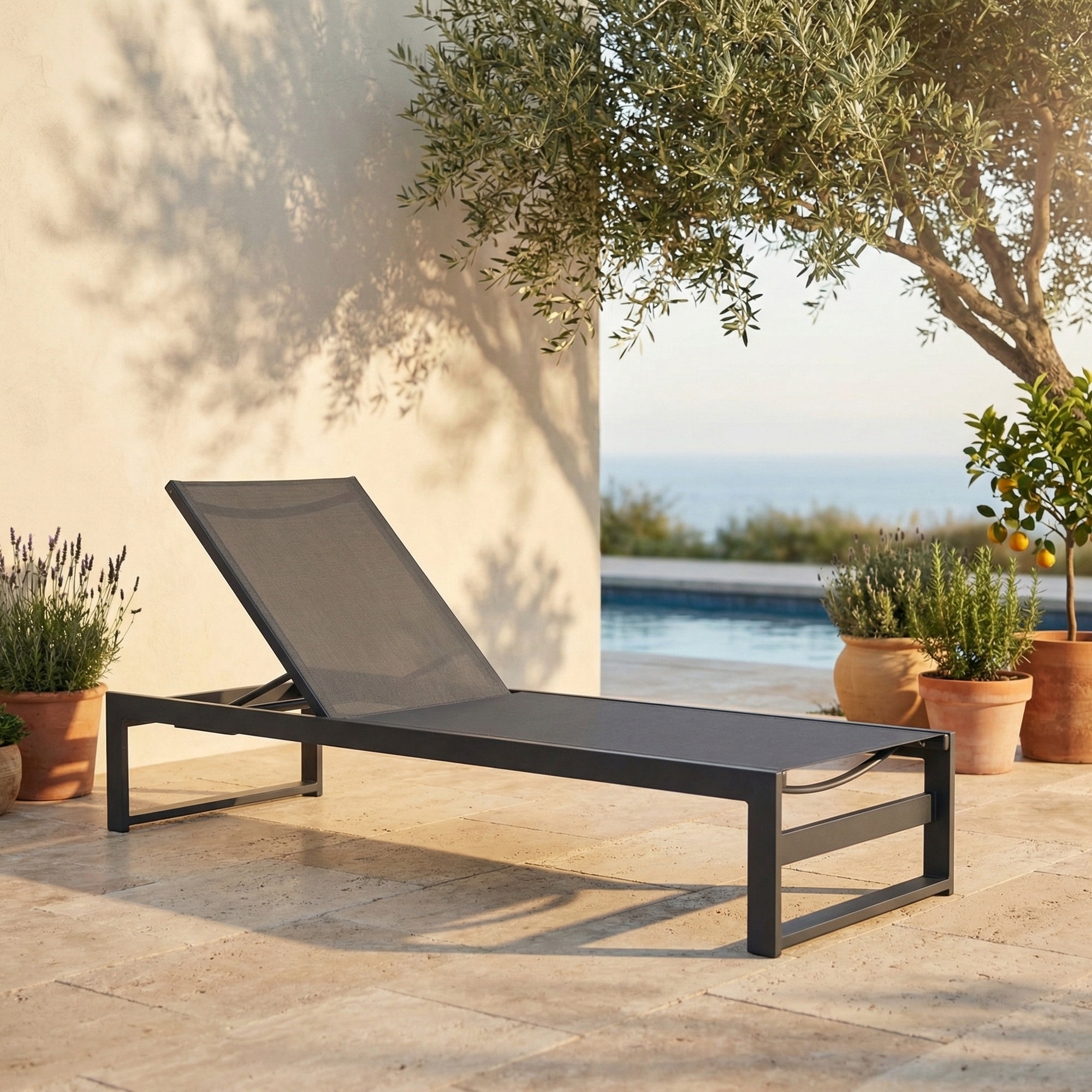 Howe Aluminum Outdoor Chaise Lounge, Gray